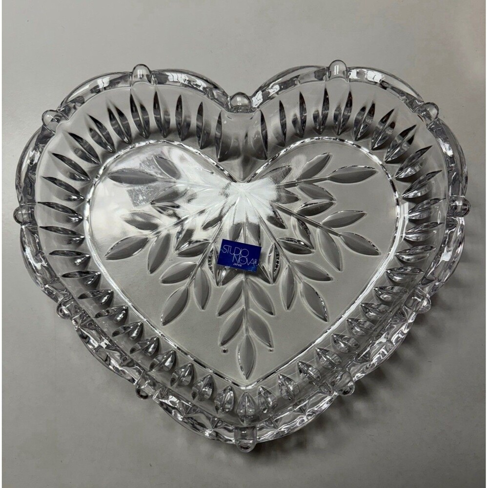 Vintage Studio Nova Hearts Glass Candy Dish Made in Japan